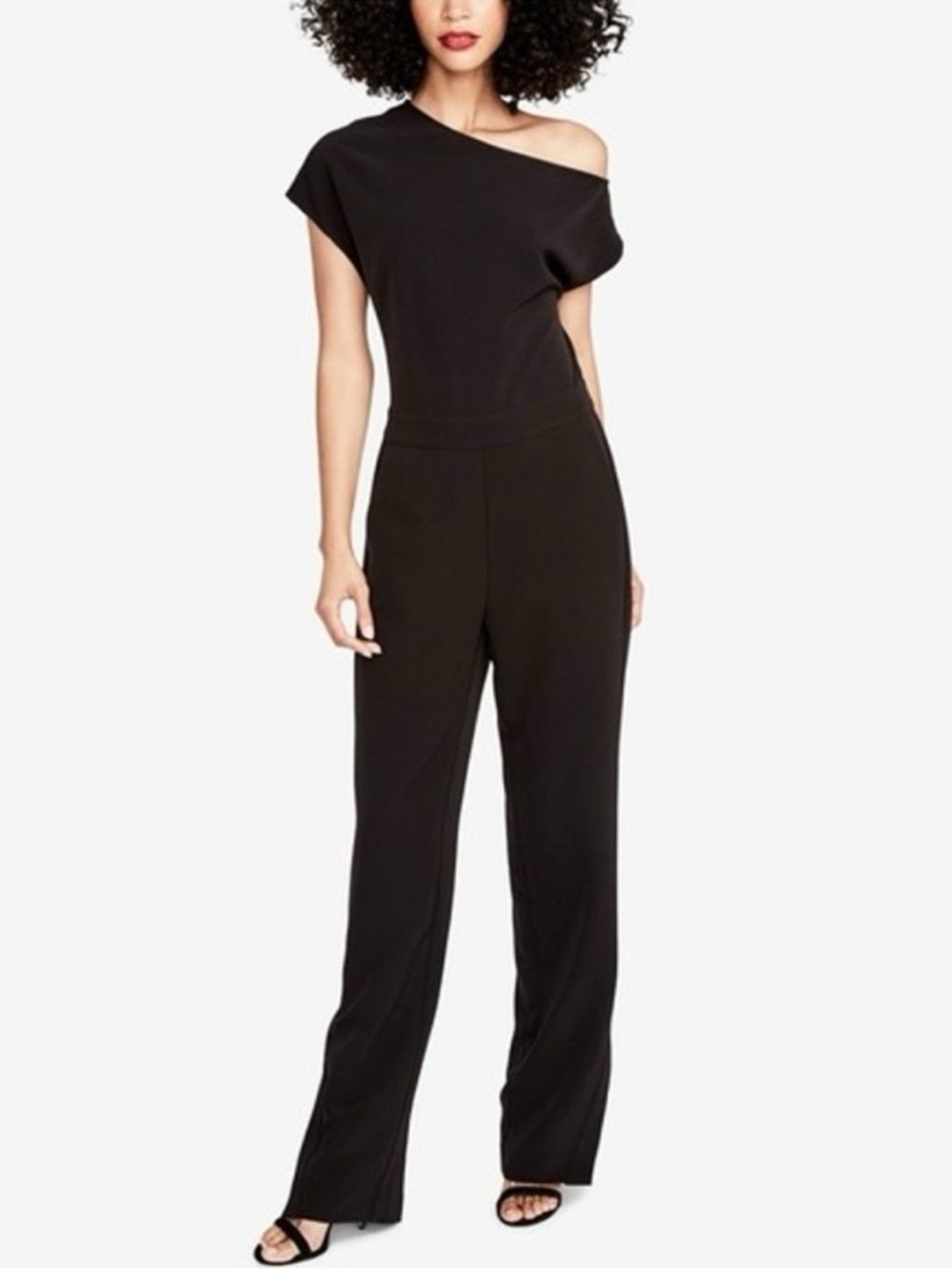 RACHEL Rachel Roy Black Asymetrical Wide-Leg Jumpsuit